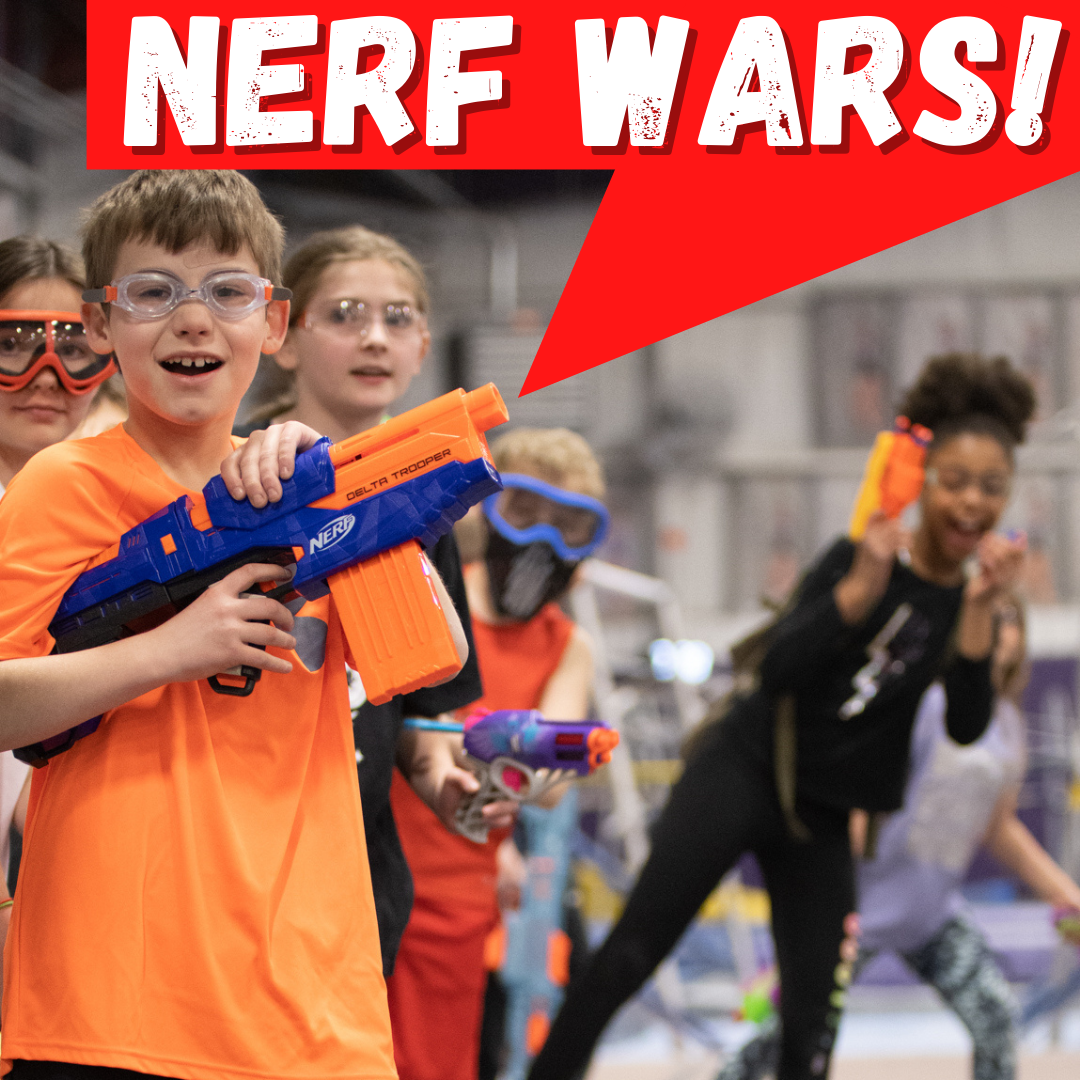 Excited kids playing with Nerf guns!